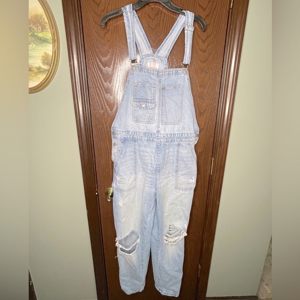 Distressed Baggy Denim Overalls